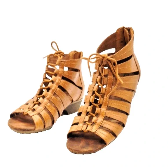 Rockport Cobb Hill Collection Sandals Brown Sz 10 M Lace & Zip Gladiator Style - Picture 1 of 8